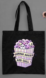 Horror Movies and Chill Canvas Tote