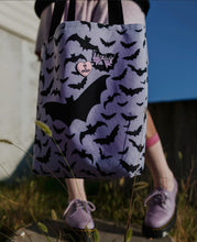 Load image into Gallery viewer, Lavender Batty Lined Tote Bag