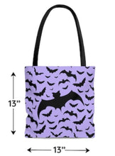 Load image into Gallery viewer, Lavender Batty Lined Tote Bag