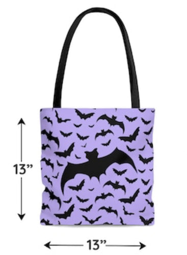 Lavender Batty Lined Tote Bag