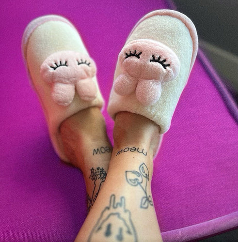 Pink Plush Bunny Slippers