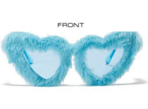 Dollface Faux Fur Heart Shaped Sunglasses (Baby Blue or Pastel Pink)