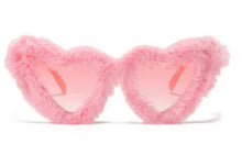 Load image into Gallery viewer, Dollface Faux Fur Heart Shaped Sunglasses (Baby Blue or Pastel Pink)