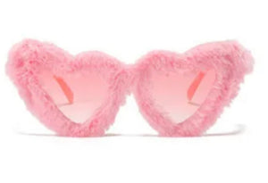 Dollface Faux Fur Heart Shaped Sunglasses (Baby Blue or Pastel Pink)