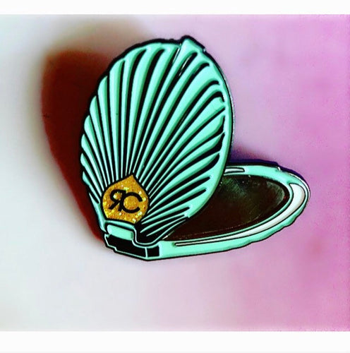 Mint Seashell Compact Enamel Pin