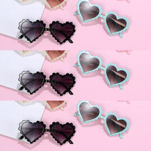 Load image into Gallery viewer, Kid’s Serrated Heart Shaped Sunglasses (Black &amp; Mint)