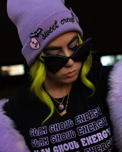 Lavender Sweet Creep Embroidered Beanie