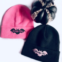 Load image into Gallery viewer, Spooky Chic Embroidered Knit Beanie  (Pink or Black)