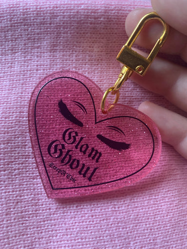 Glam Ghoul Glitter Heart Acrylic Key Chain