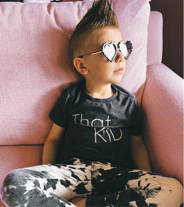 Kid’s Serrated Heart Shaped Sunglasses (Black & Mint)