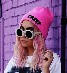 Bubblegum Pink CREEP Knit Beanie