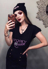 Load image into Gallery viewer, Spooky Queen V Neck T-Shirt