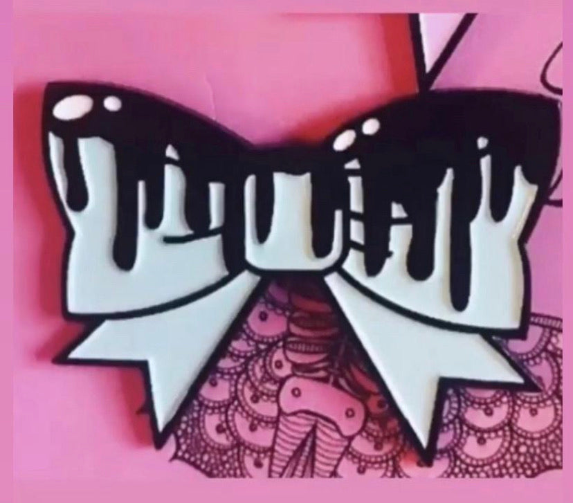 Pink Pastel Goth Bow Enamel Pin – Creep N'Chic