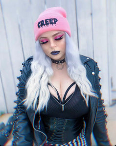 Bubblegum Pink CREEP Knit Beanie