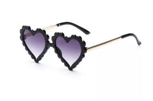 Load image into Gallery viewer, Kid’s Serrated Heart Shaped Sunglasses (Black &amp; Mint)