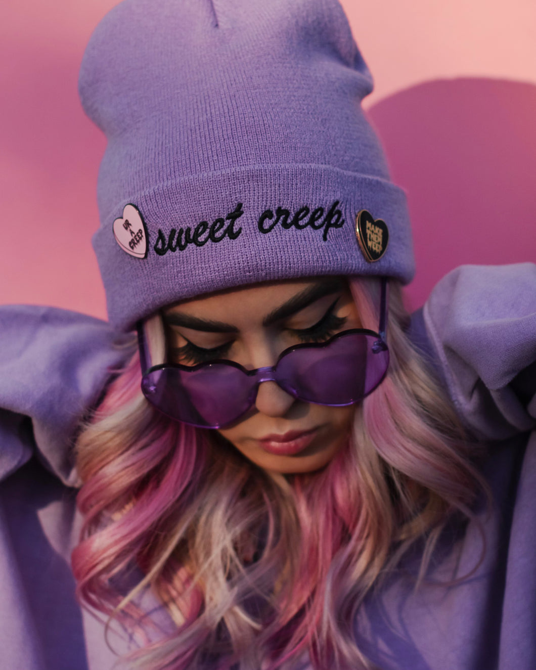 Lavender Sweet Creep Embroidered Beanie