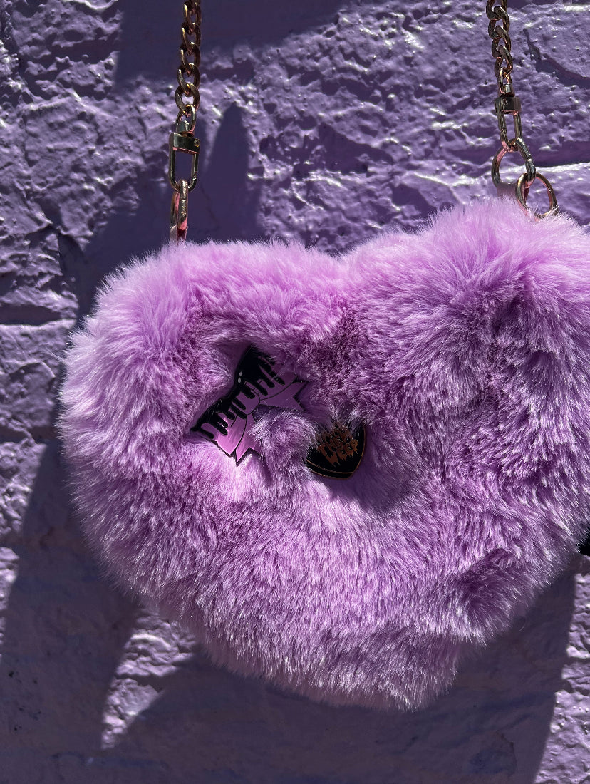 Plush Faux Fur Heart Bag