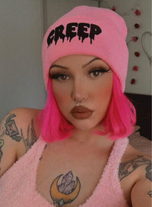 Bubblegum Pink CREEP Knit Beanie