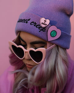 Lavender Sweet Creep Embroidered Beanie