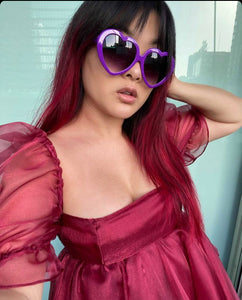 Oversized Heart Shaped Sunglasses (Pink or Purple)