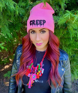 Bubblegum Pink CREEP Knit Beanie