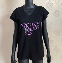 Load image into Gallery viewer, Spooky Queen V Neck T-Shirt