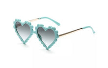 Load image into Gallery viewer, Kid’s Serrated Heart Shaped Sunglasses (Black &amp; Mint)