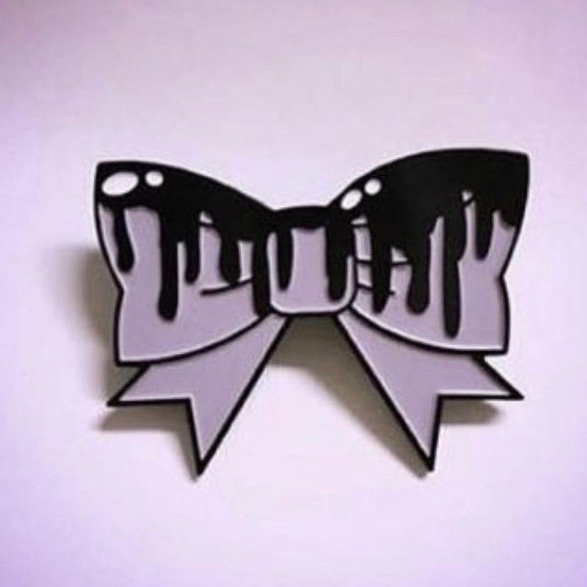 Pink Pastel Goth Bow Enamel Pin – Creep N'Chic