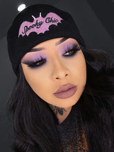 Load image into Gallery viewer, Spooky Chic Embroidered Knit Beanie  (Pink or Black)